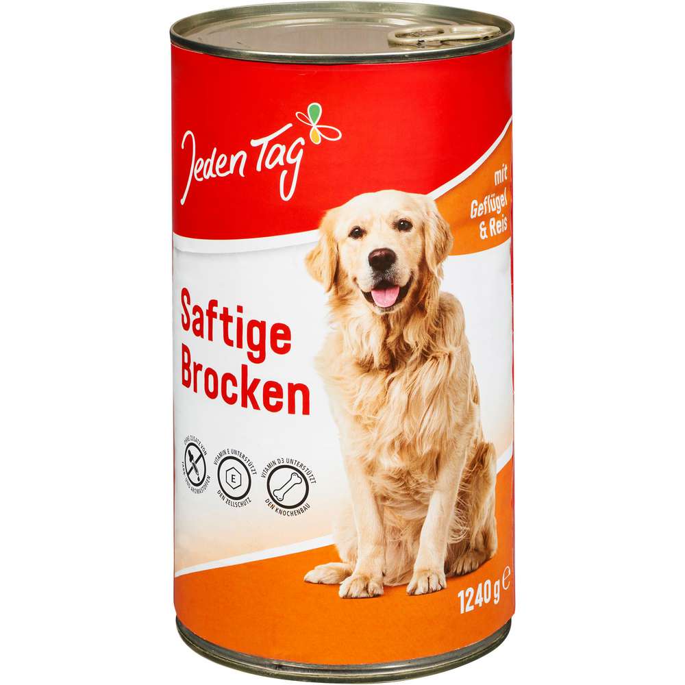 Produktabbildung Jeden Tag Hunde-Nassfutter Saftige Brocken, Geflügel/Reis