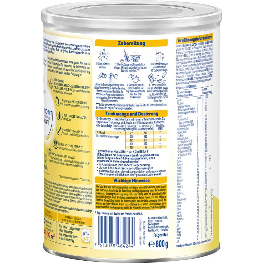 Produktabbildung Nestle Beba Folgemilch 3 ab 10. Monat