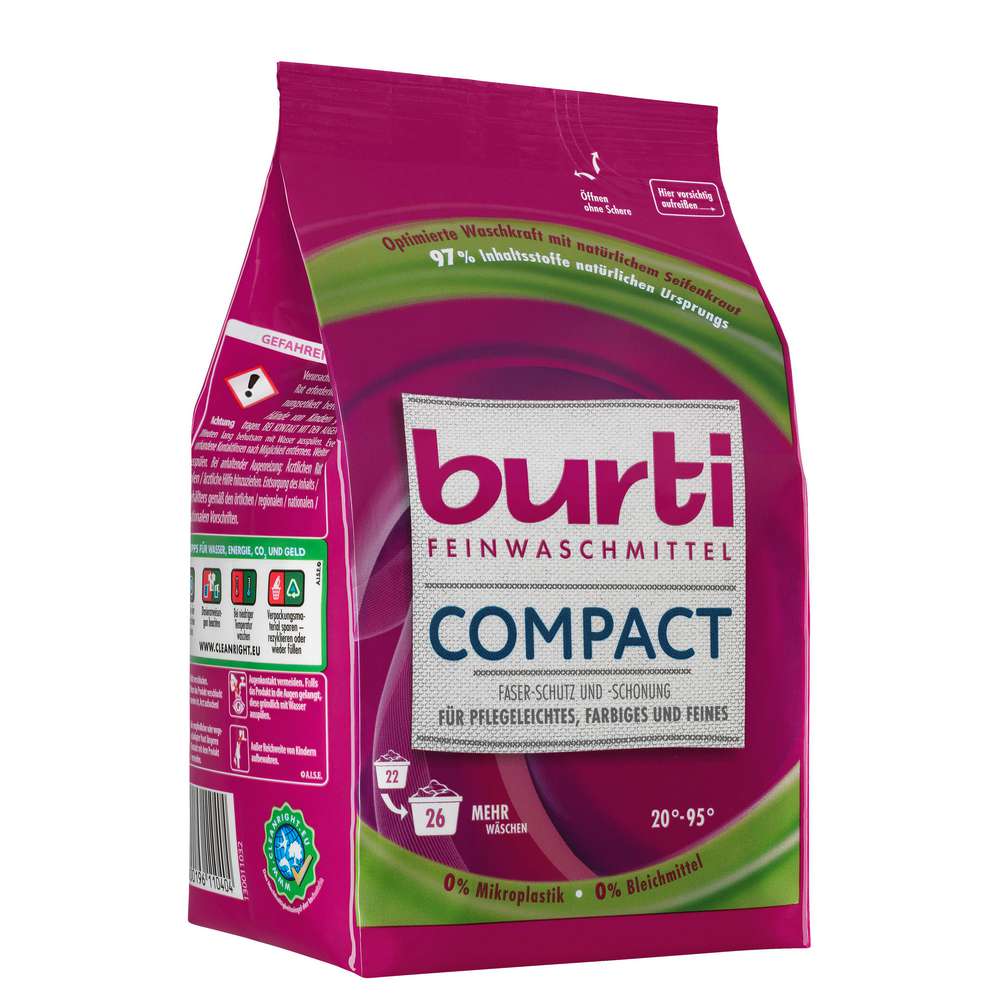 Produktabbildung burti Fein-Waschmittel, Pulver Compact, für pflegeleichte, farbige & feine Textilien