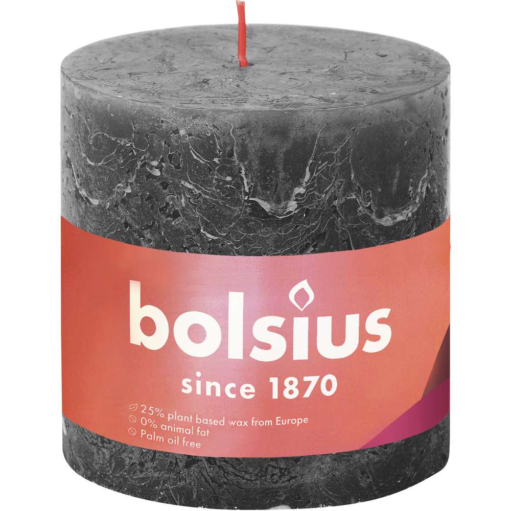 Produktabbildung Bolsius Stumpenkerze Rustik XXL 10x10cm, stürmisches grau