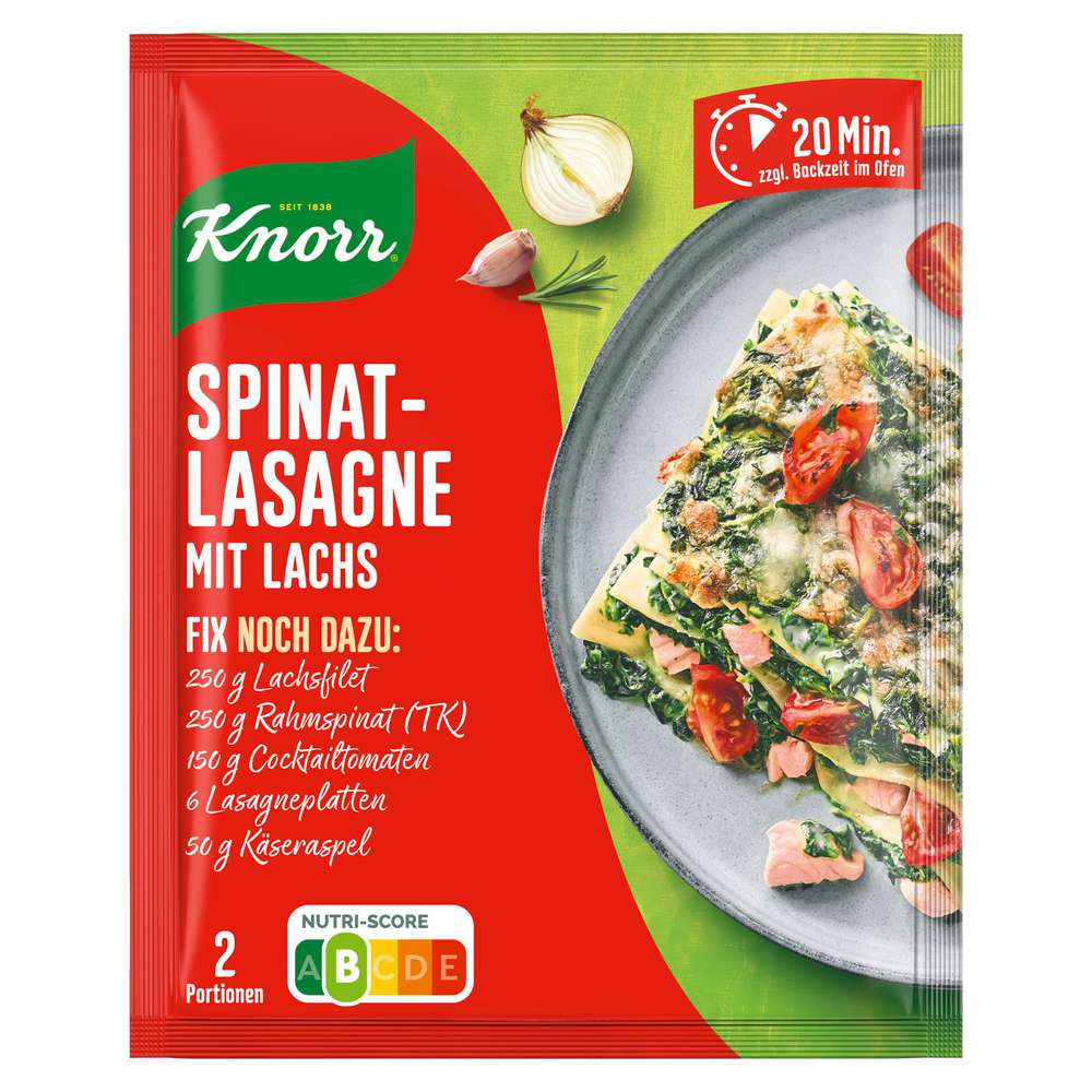 Produktabbildung Knorr Fix-Würzmischung, Spinat-Lachs Lasagne
