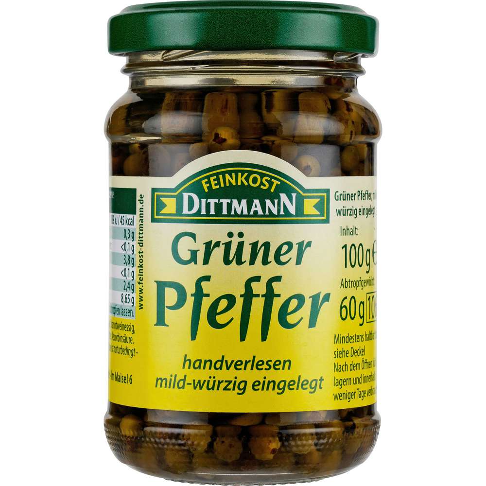 Produktabbildung Feinkost Dittmann Grüner Pfeffer, eingelegt
