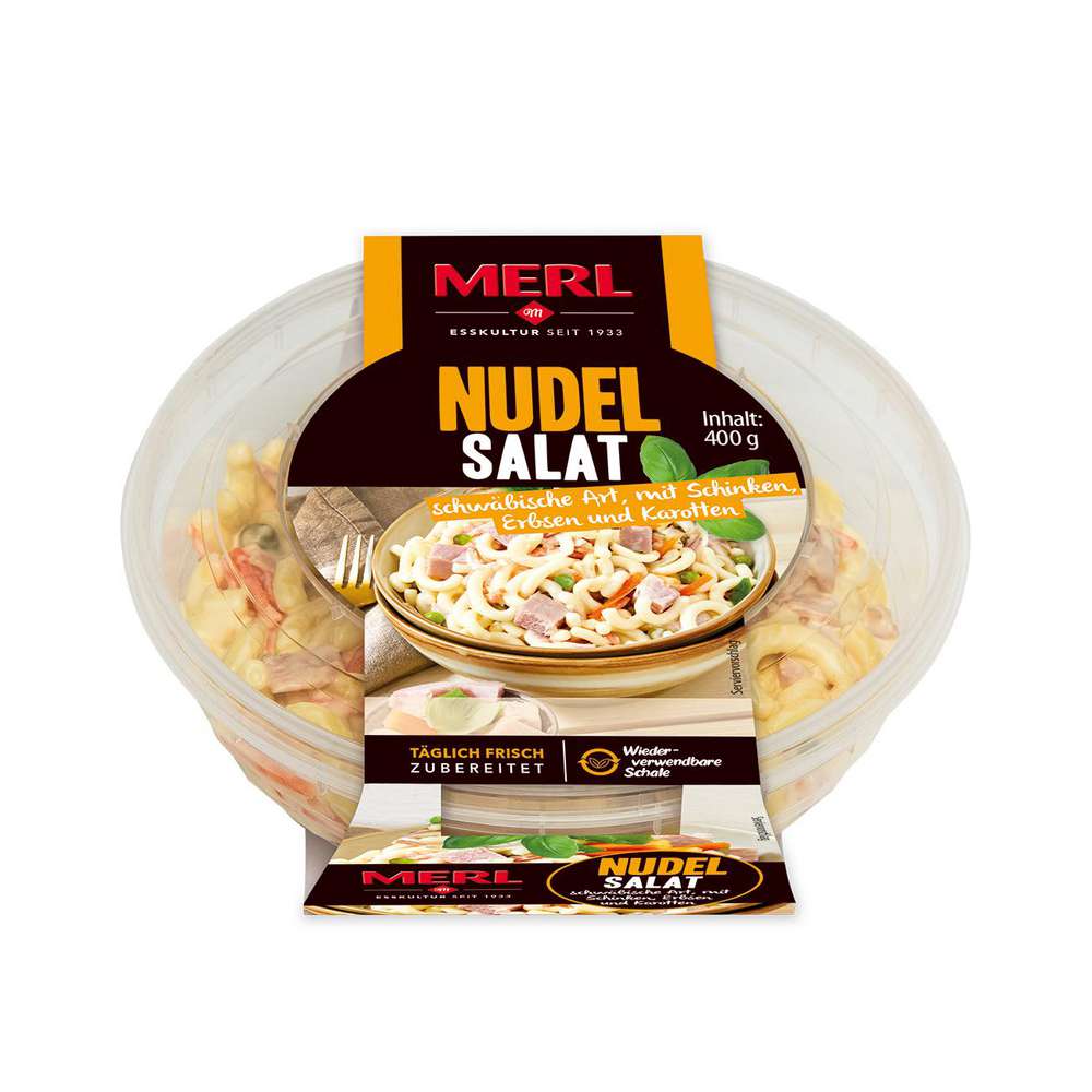 Produktabbildung Merl schwäbischer Nudelsalat, Schinken/Erbsen/Karotten