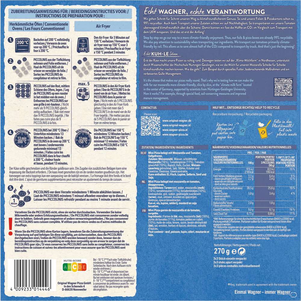 Produktabbildung Wagner Piccolinis Tomate-Mozzarella, tiefgekühlt