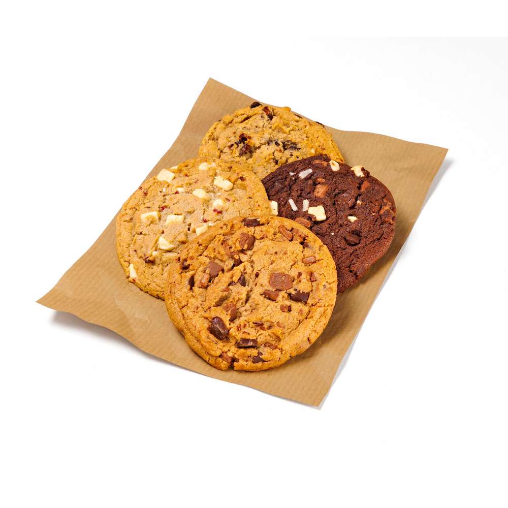 Produktabbildung GLOBUS Meisterbäckerei Cookies gemischt 4er (4x 0,070 Kilogramm)