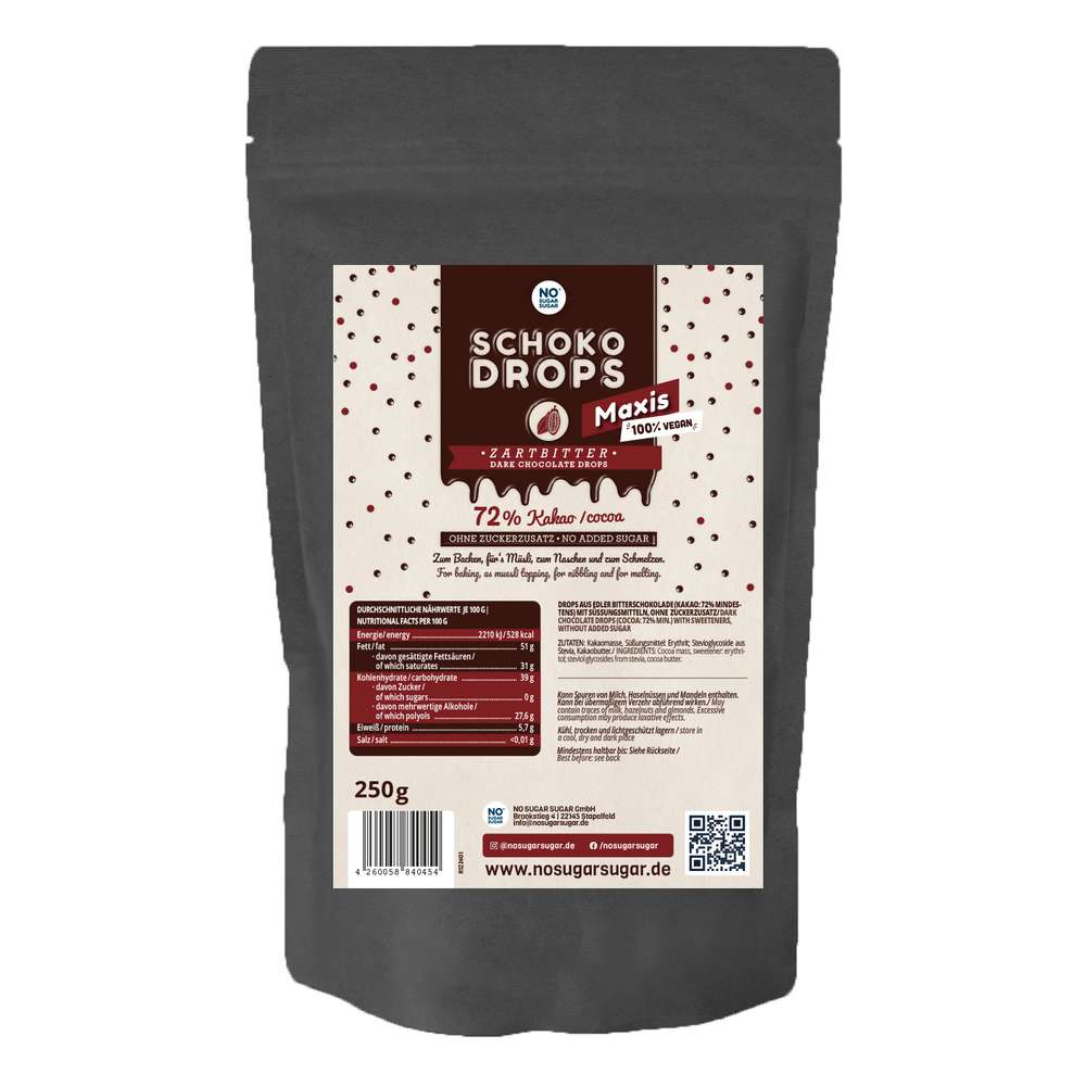 Produktabbildung No Sugar Schokodrops dunkel