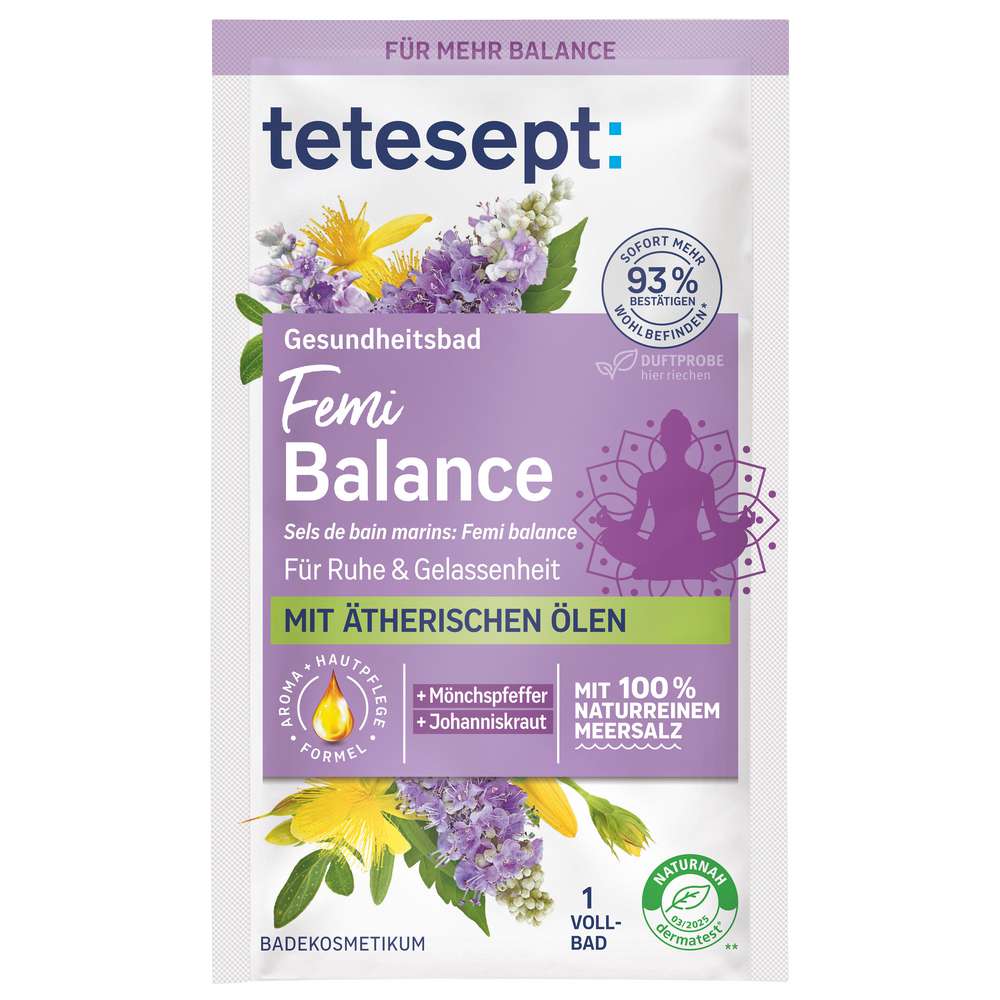 Produktabbildung tetesept Gesundheitsbad Femi Balance, Meersalz mit ätherischen Ölen