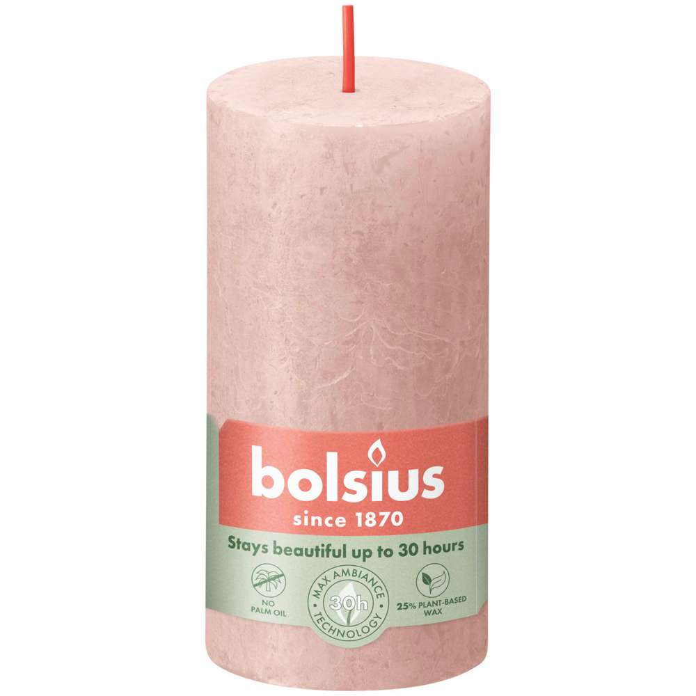Produktabbildung Bolsius Rustik Kerze 10x5cm, nebliges rosa