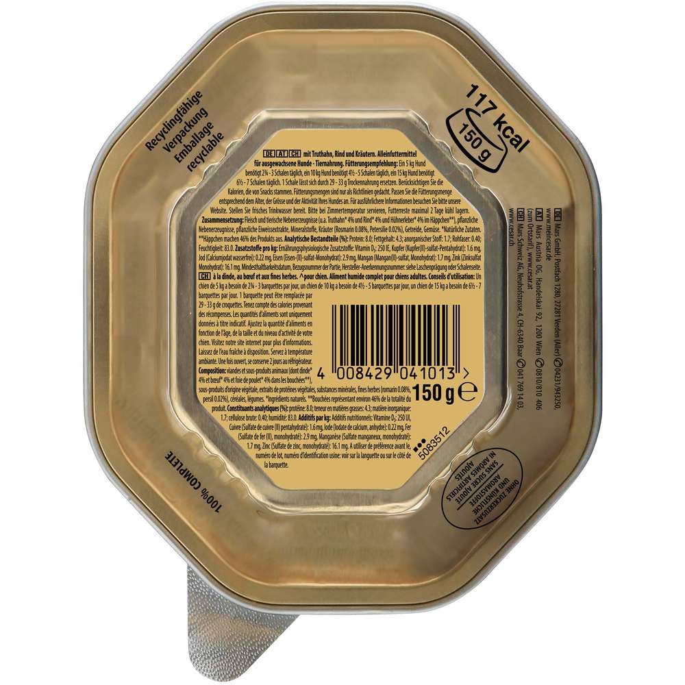 Produktabbildung Cesar Hunde-Nassfutter, Pute/Rind