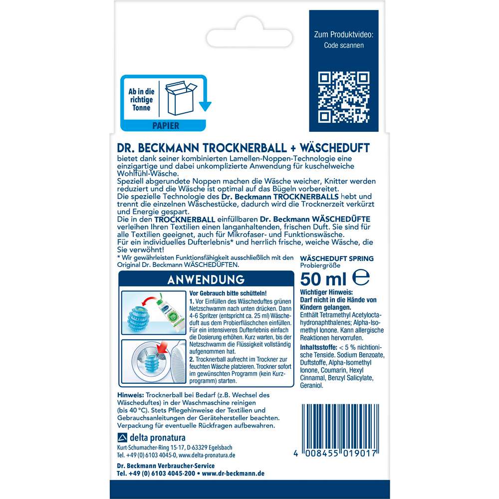 Produktabbildung Dr. Beckmann Trocknerball + Wäsche Duft