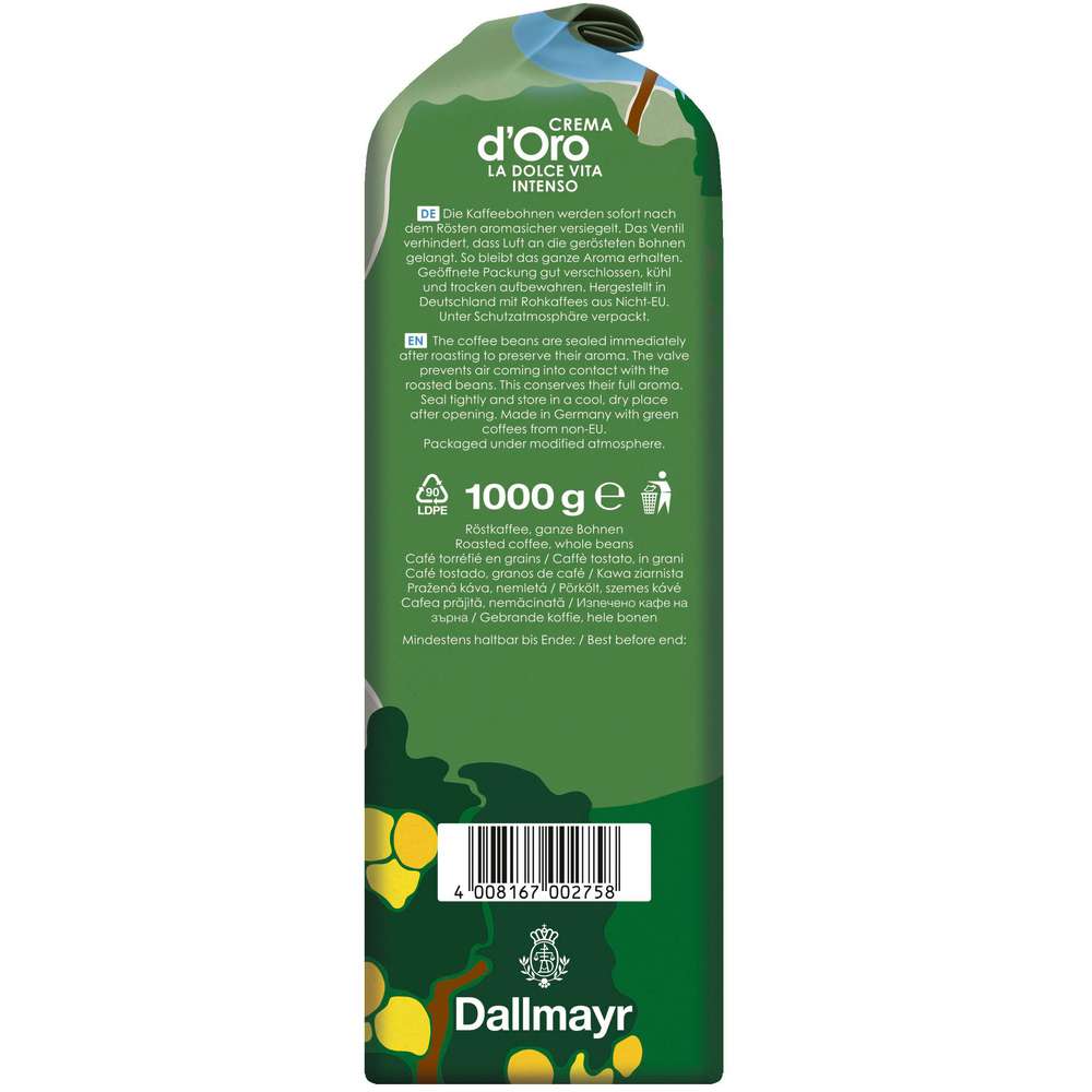 Produktabbildung Dallmayr Kaffee Crema d'Oro La Dolce Vita Intenso, ganze Bohne