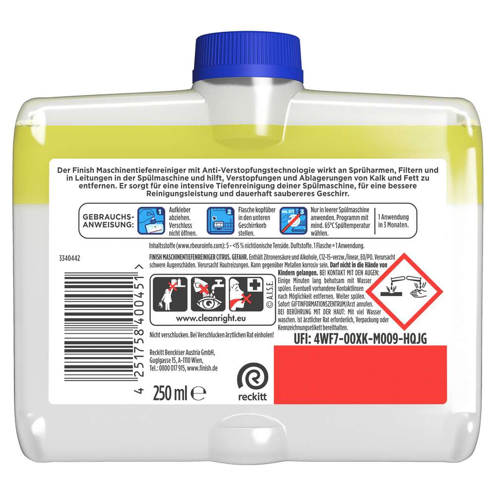Produktabbildung Finish Spülmaschinen Tiefen-Reiniger, Citrus