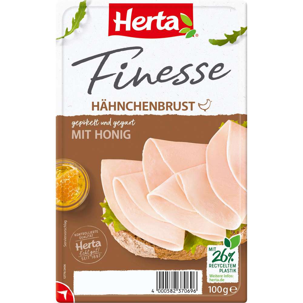 Produktabbildung Herta Finesse Hähnchenbrust, gepökelt und gegart, mit Honig