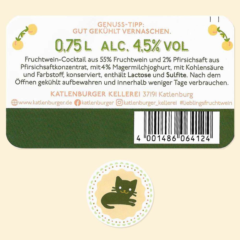 Produktabbildung Katlenburger Naschkätzchen, Pfirsich