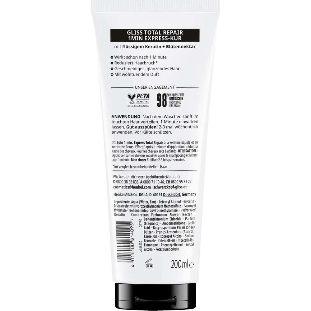 Produktabbildung Schwarzkopf Gliss Kur 1 min Express Kur, Total Repair