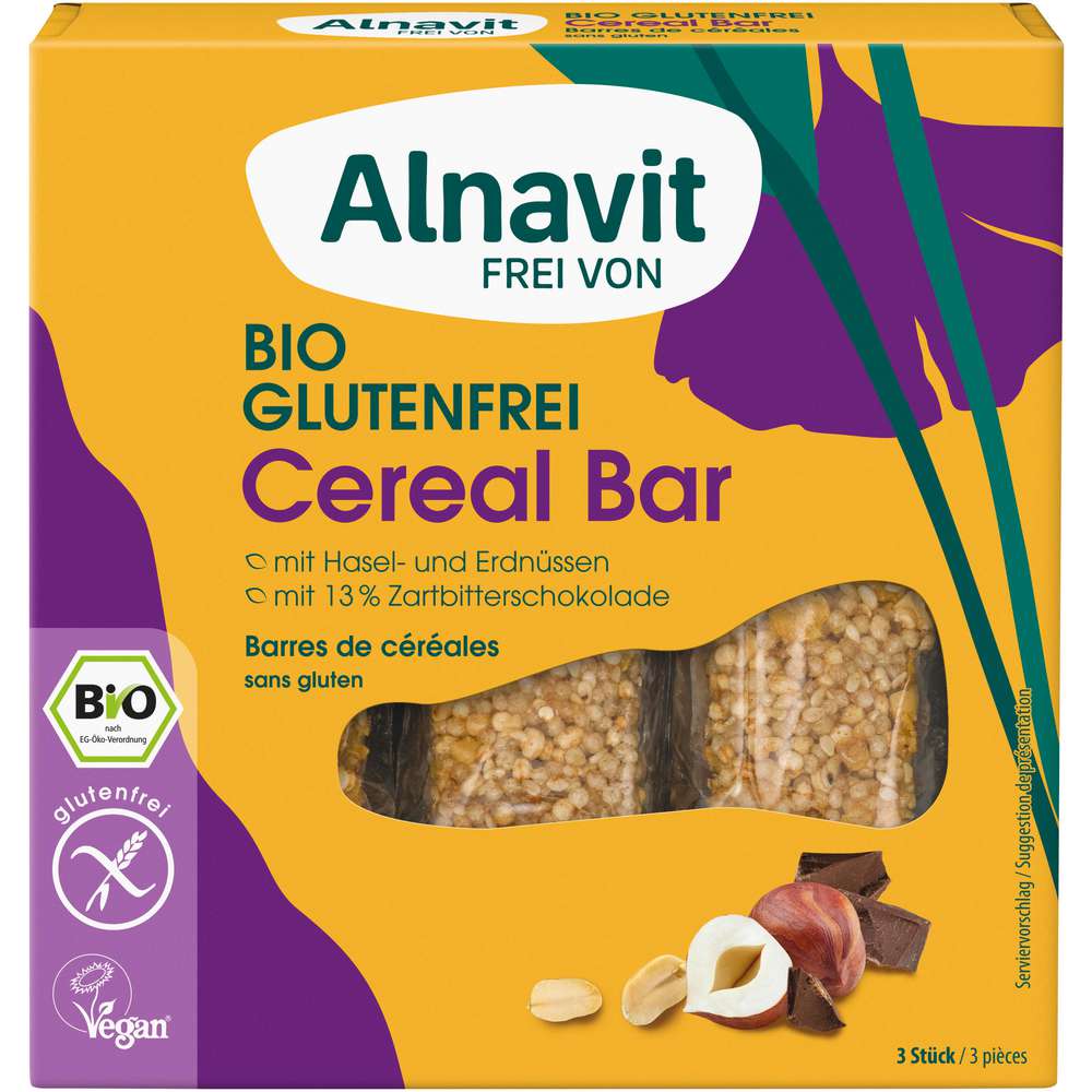 Produktabbildung Alnavit Bio Cereal Bar, Riegel mit Hasel- & Erdnüssen
