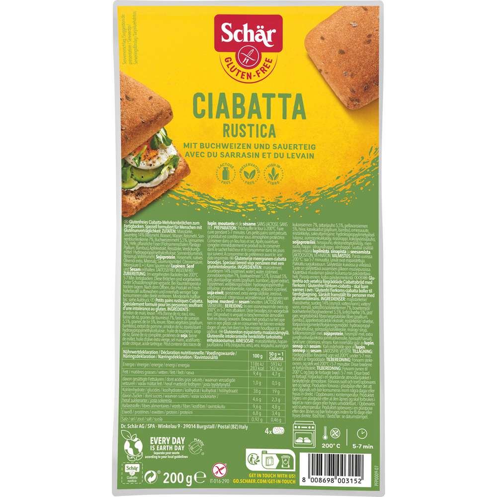 Produktabbildung Schär Ciabatta Rustica, glutenfrei