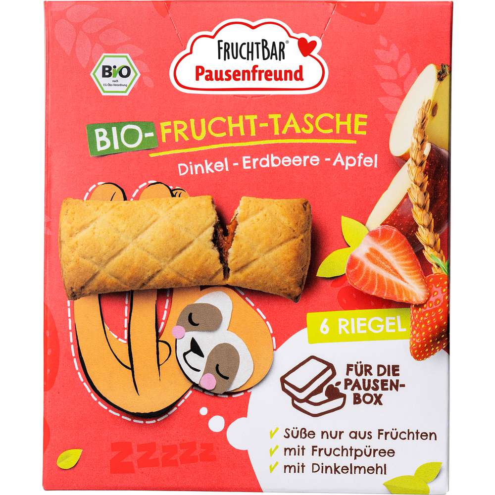 Produktabbildung Fruchtbar Bio Frucht-Tasche, Dinkel- Erdbeere-Apfel