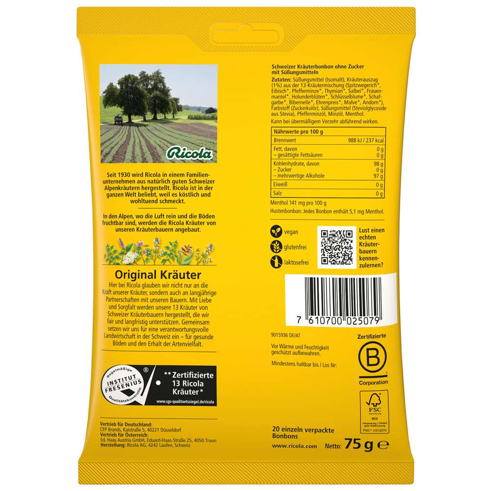 Produktabbildung Ricola Bonbons Original Kräuter, zuckerfrei