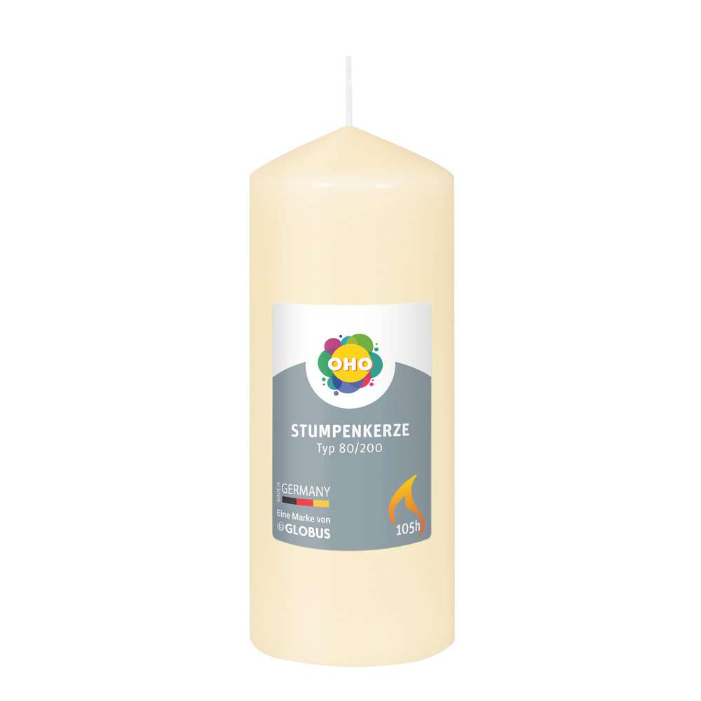 Produktabbildung OHO Stumpenkerze creme 80/200