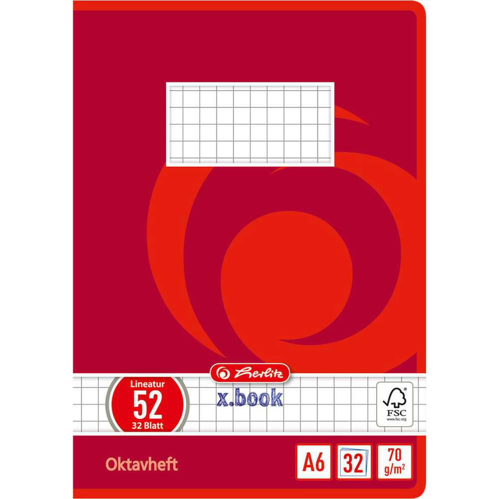 Produktabbildung Herlitz Oktavheft A6, kariert, 32 Blatt