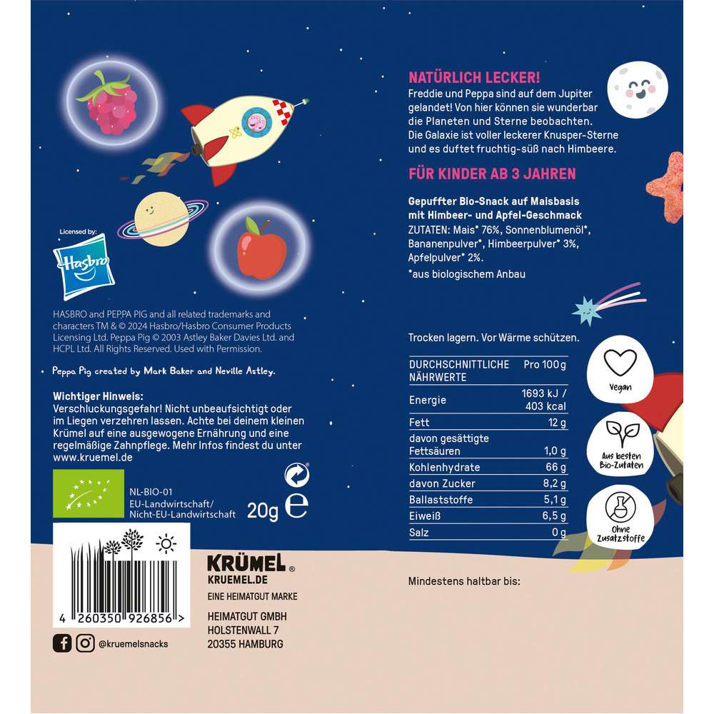 Produktabbildung Krümel Peppa Pig Knuspersterne, Himbeere