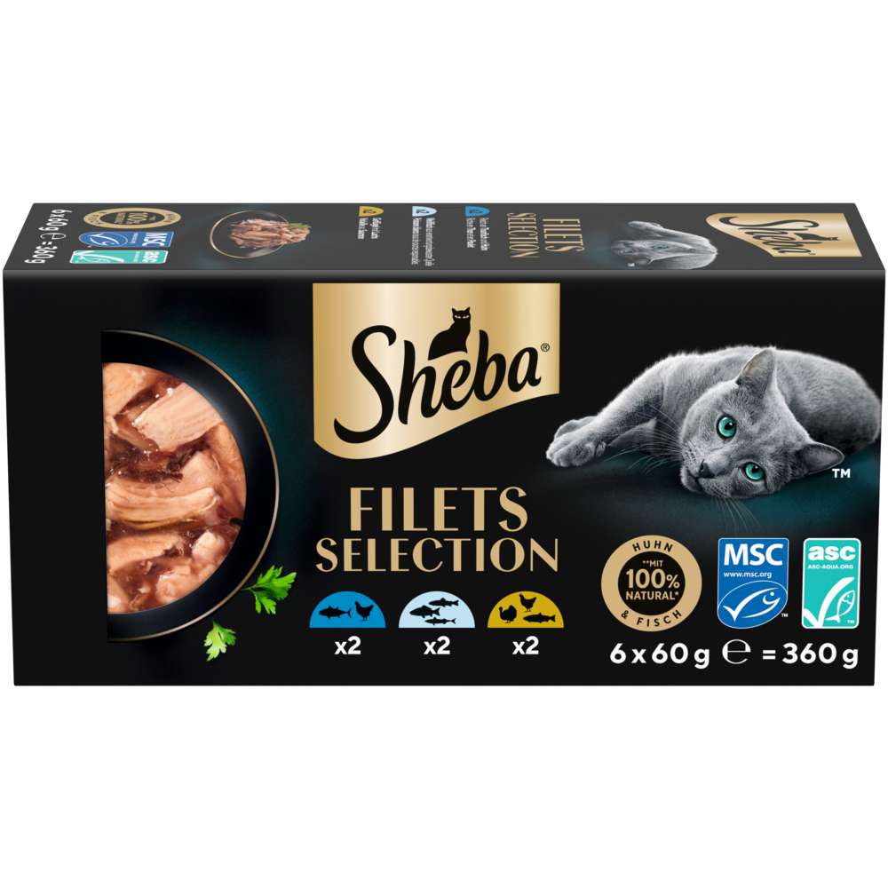 Produktabbildung Sheba Katzen-Nassfutter Filets, Thunfisch/Huhn/Lachs