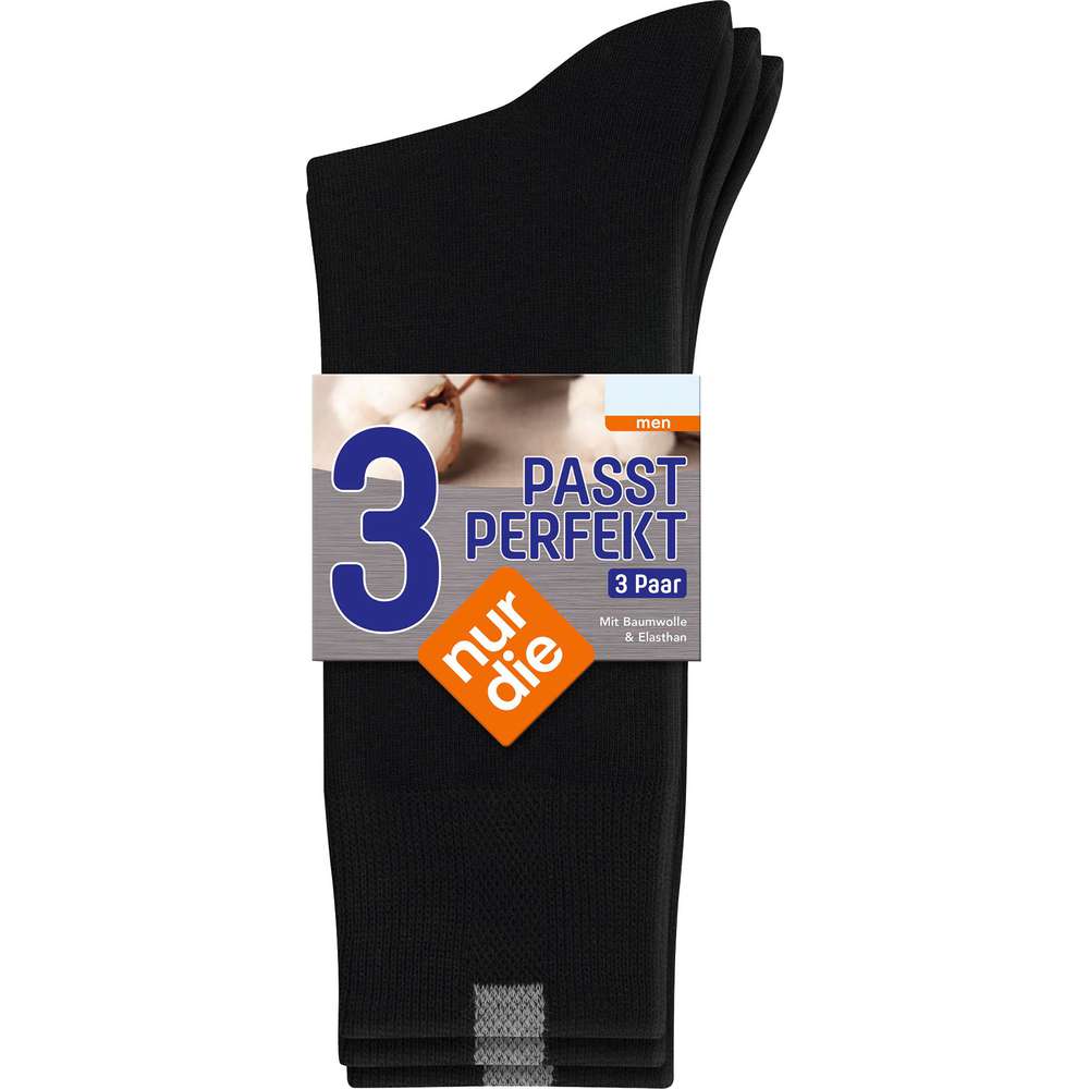 Produktabbildung Nur Die Herren Socken 3er Pack schwarz, Gr. 43-46