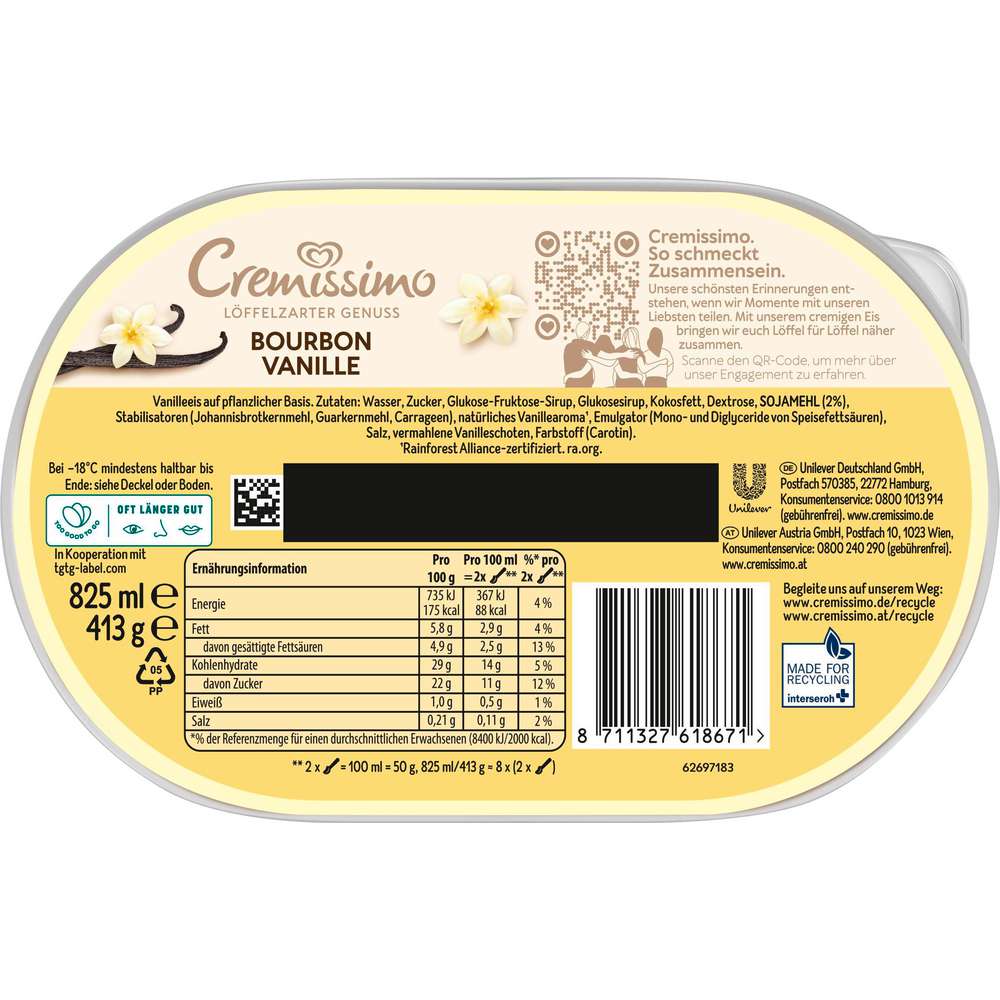 Produktabbildung Langnese Eis Cremissimo, Bourbon Vanille, vegan