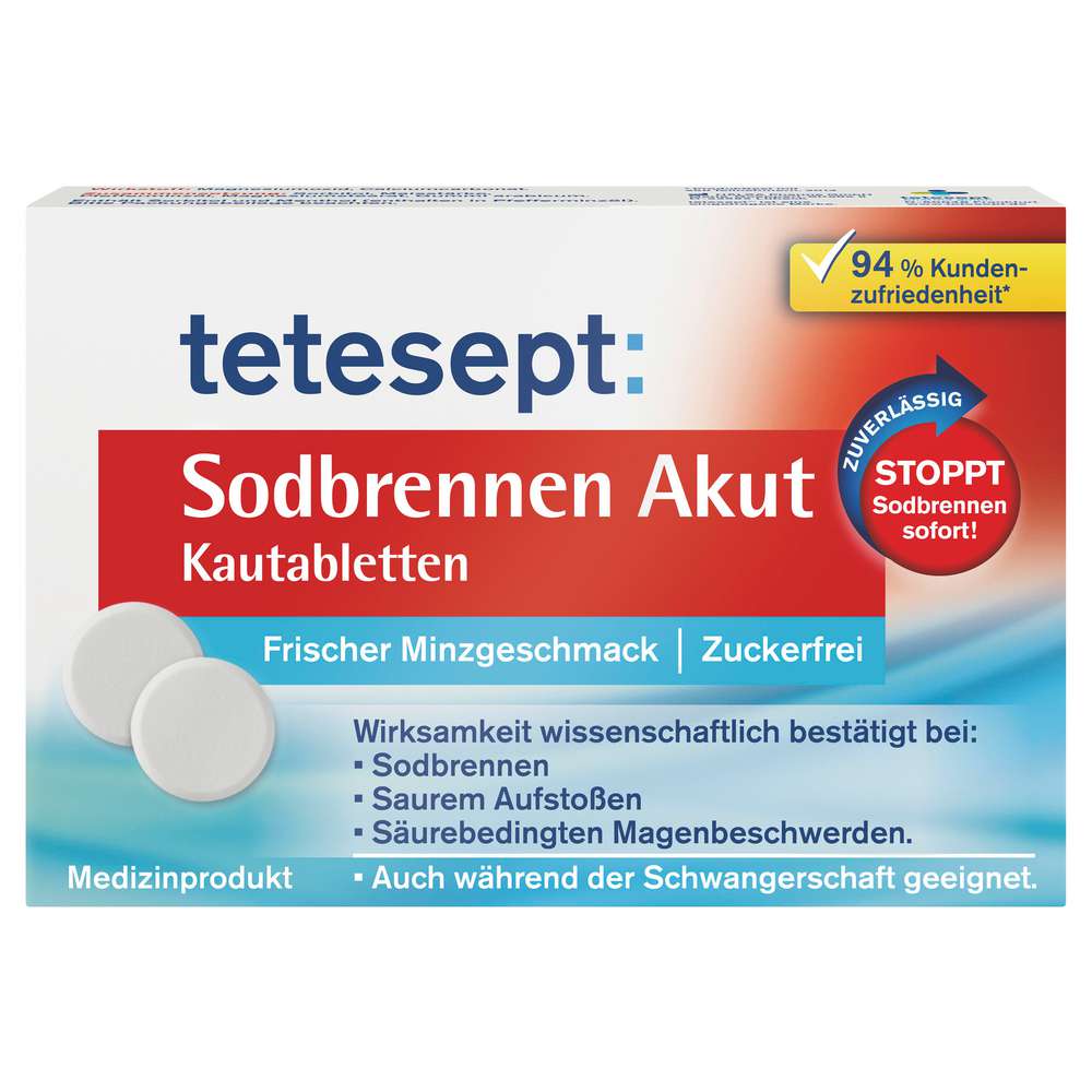 Produktabbildung tetesept Sodbrennen Akut Kautabletten