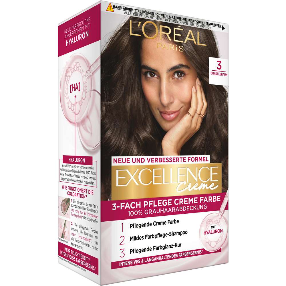Produktabbildung L'Oreal Paris Haarfarbe Excellence, 3 Dunkelbraun