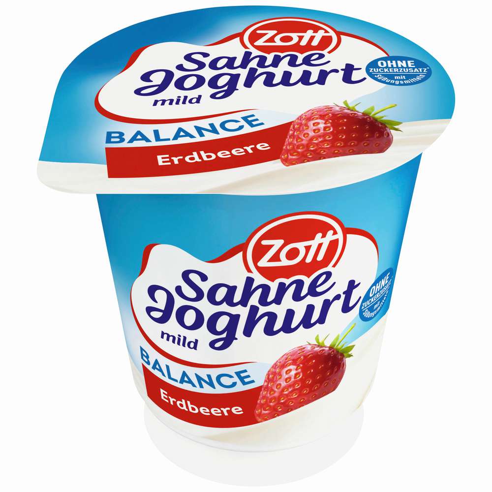 Produktabbildung Zott Sahnejoghurt mild, Balance, Erdbeere
