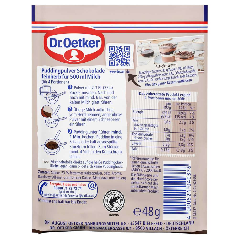 Produktabbildung Dr. Oetker Puddingpulver Schoko, feinherb