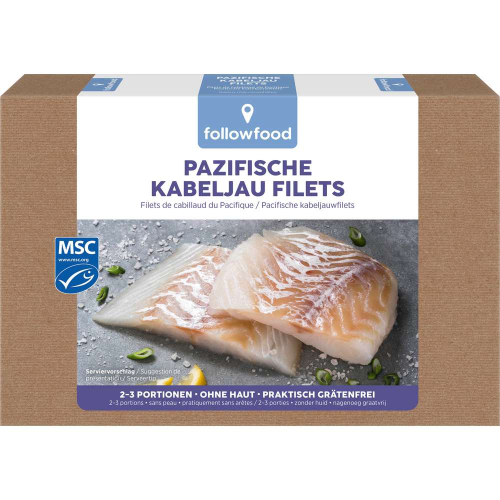 Produktabbildung followfood Kabeljau Filets, tiefgekühlt