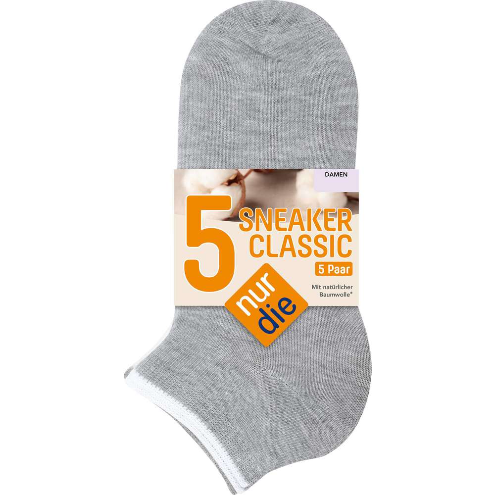 Produktabbildung Nur Die Damen Sneaker Socken 5er Pack, grau/weiß, Gr. 35-38
