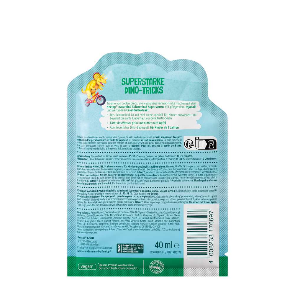 Produktabbildung Kneipp Naturkind Schaumbad, Supersaurus Apfel