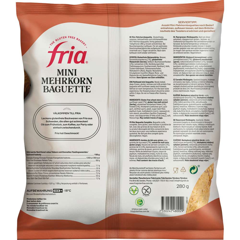 Produktabbildung Fria Mini Mehrkornbaguette, tiefgekühlt