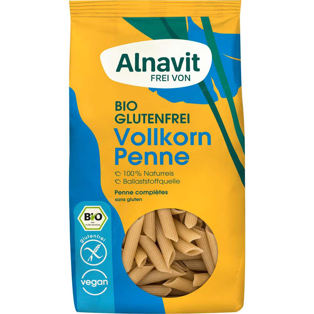 Produktabbildung Alnavit Bio Vollkorn Nudeln, Penne, glutenfrei