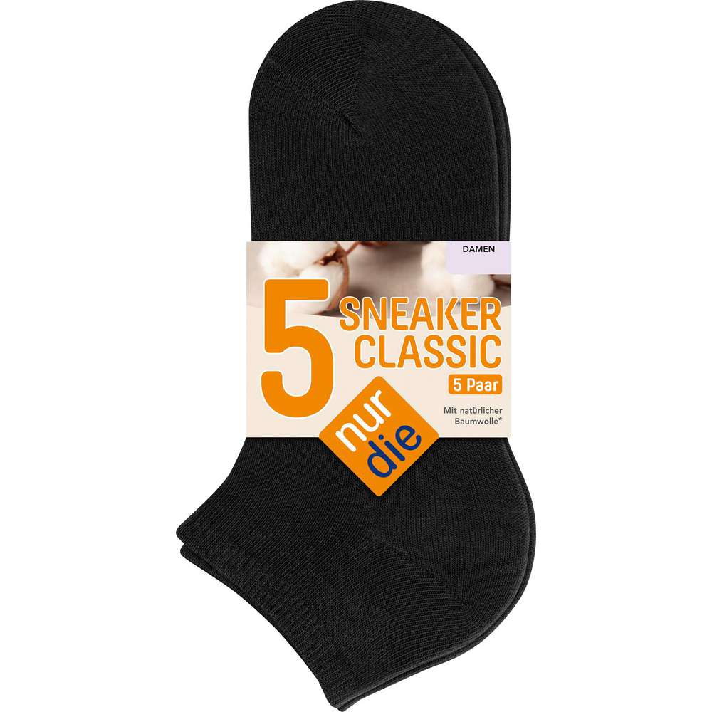 Produktabbildung Nur Die Damen Sneaker Socken 5er Pack, schwarz, Gr. 35-38
