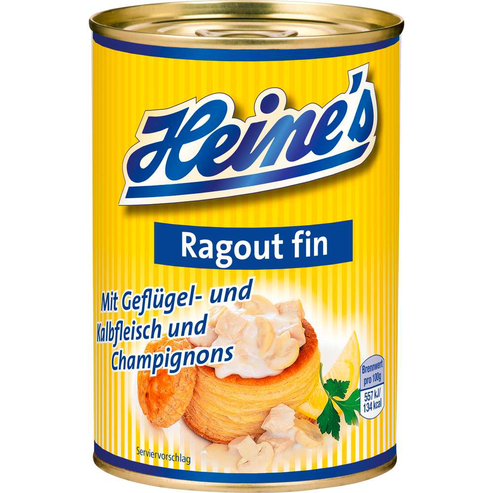 Produktabbildung Heine's Geflügel-Kalbfleisch-Ragout Fin mit Champignons