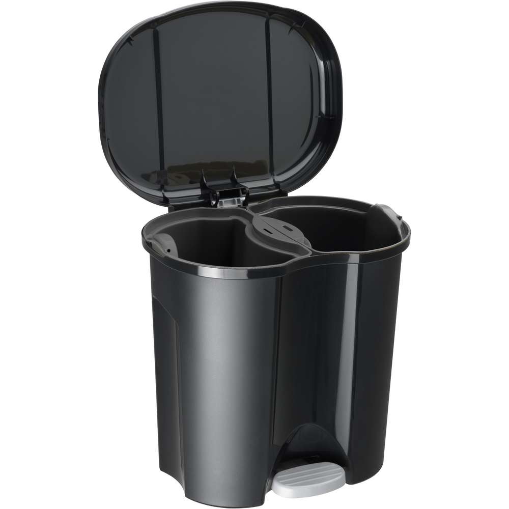 Produktabbildung Rotho Abfalleimer DUO Schwarz, 2 x 10l