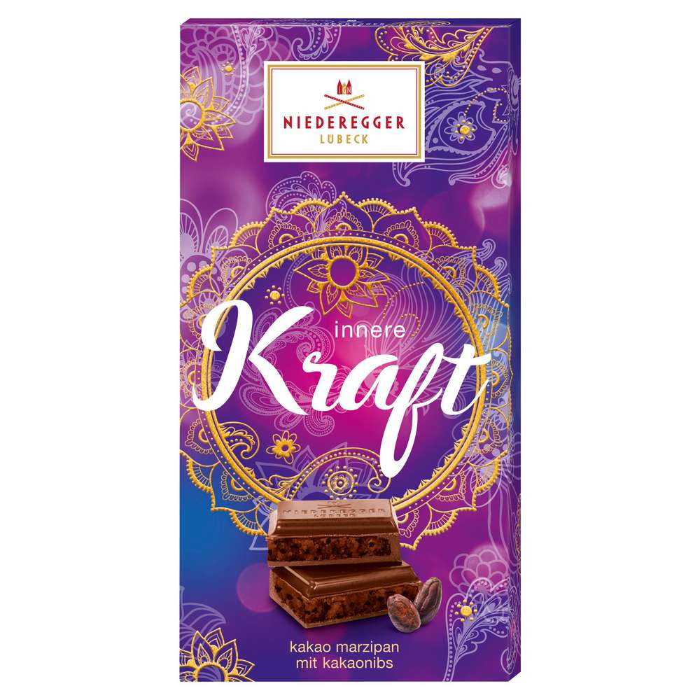 Produktabbildung Niederegger Tafelschokolade, Glücklichsein, Schokomarzipan/Kakaonips