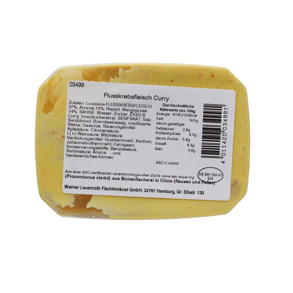 Produktabbildung Werner Lauenroth Flußkrebsfleisch, Curry