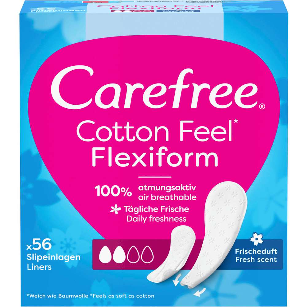 Produktabbildung Carefree Slipeinlagen Cotton Feel Flexiform, Frischeduft, 56er