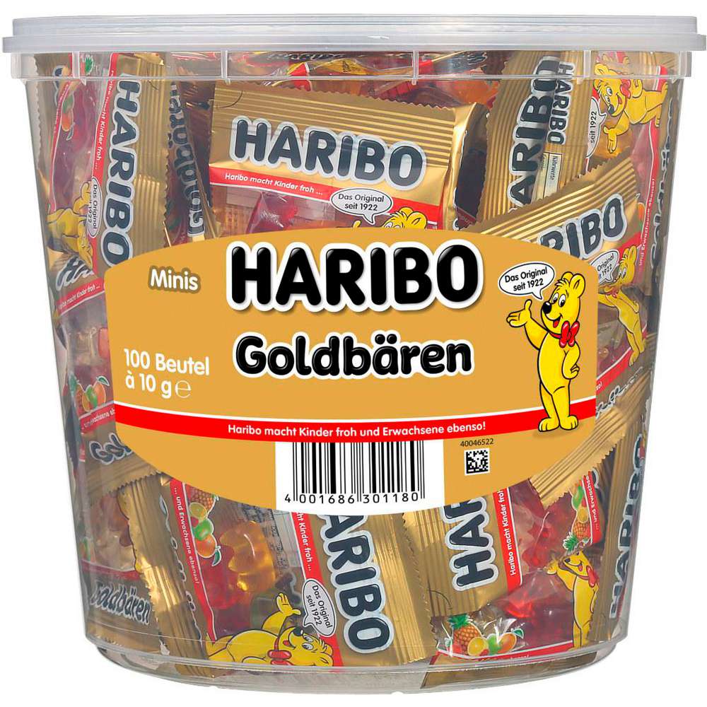 Produktabbildung Haribo Goldbären Minis, 100 Beutel in der Dose