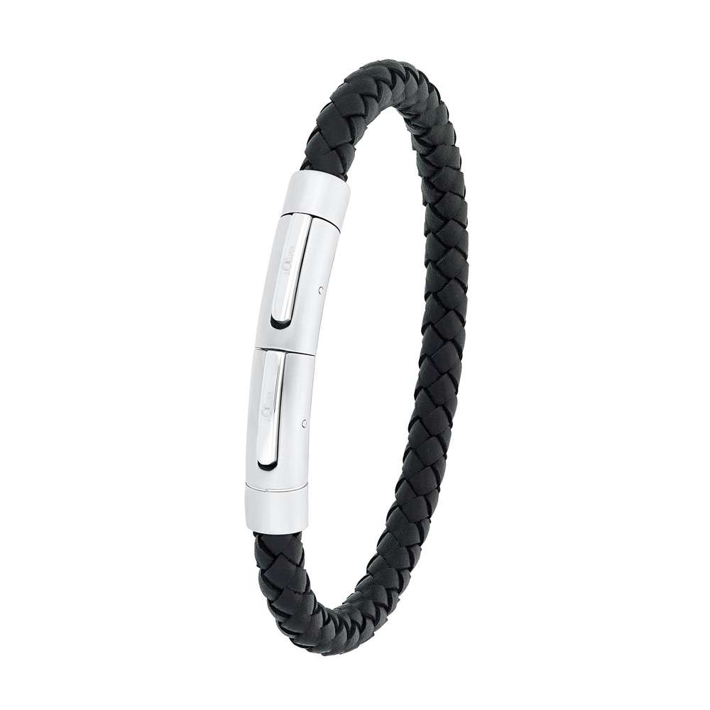Produktabbildung s.Oliver Herren Lederarmband mit Edelstahl (4056867028653)