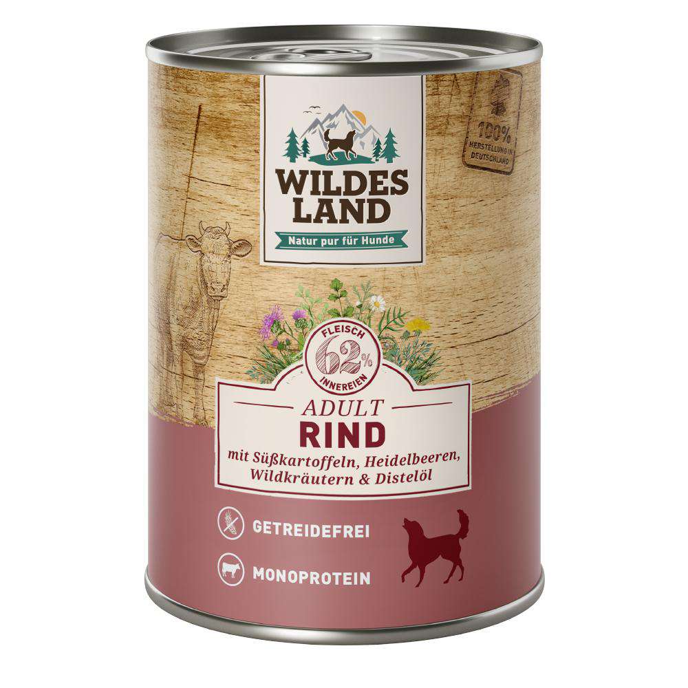 Produktabbildung Wildes Land Hunde-Nassfutter Adult, Rind/Süßkartoffel