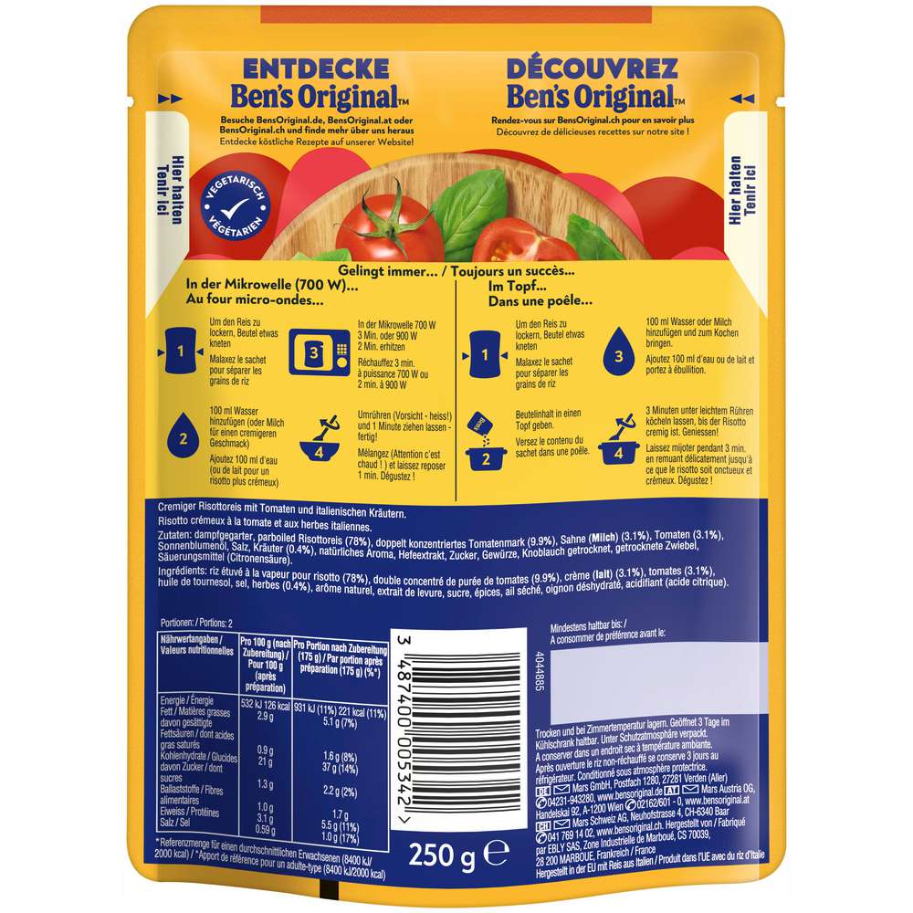 Produktabbildung BEN'S ORIGINAL Fertiggericht Risotto, Tomate & italienische Kräuter