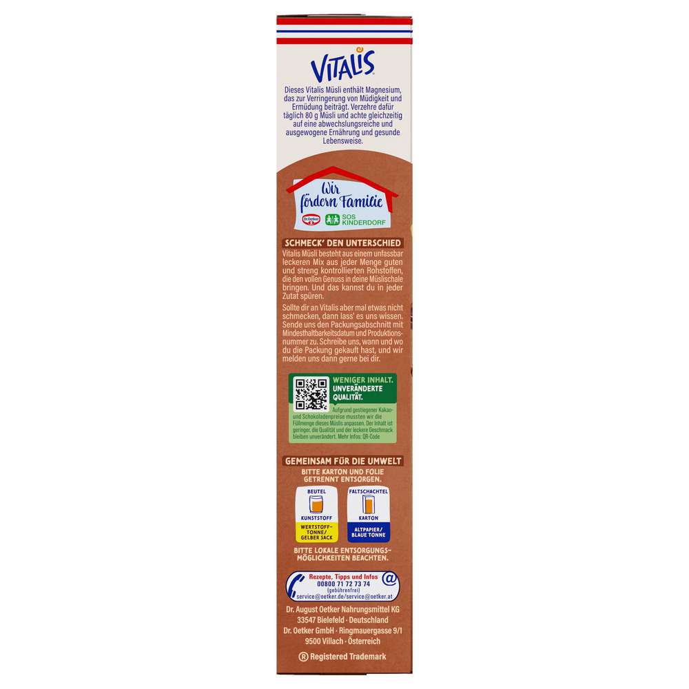 Produktabbildung Dr. Oetker Vitalis Schoko Müsli klassisch