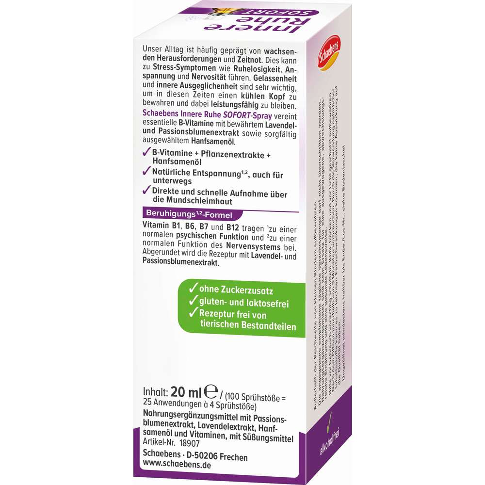 Produktabbildung Schaebens Innere Ruhe, Sofort -Spray + Hanfsamenöl